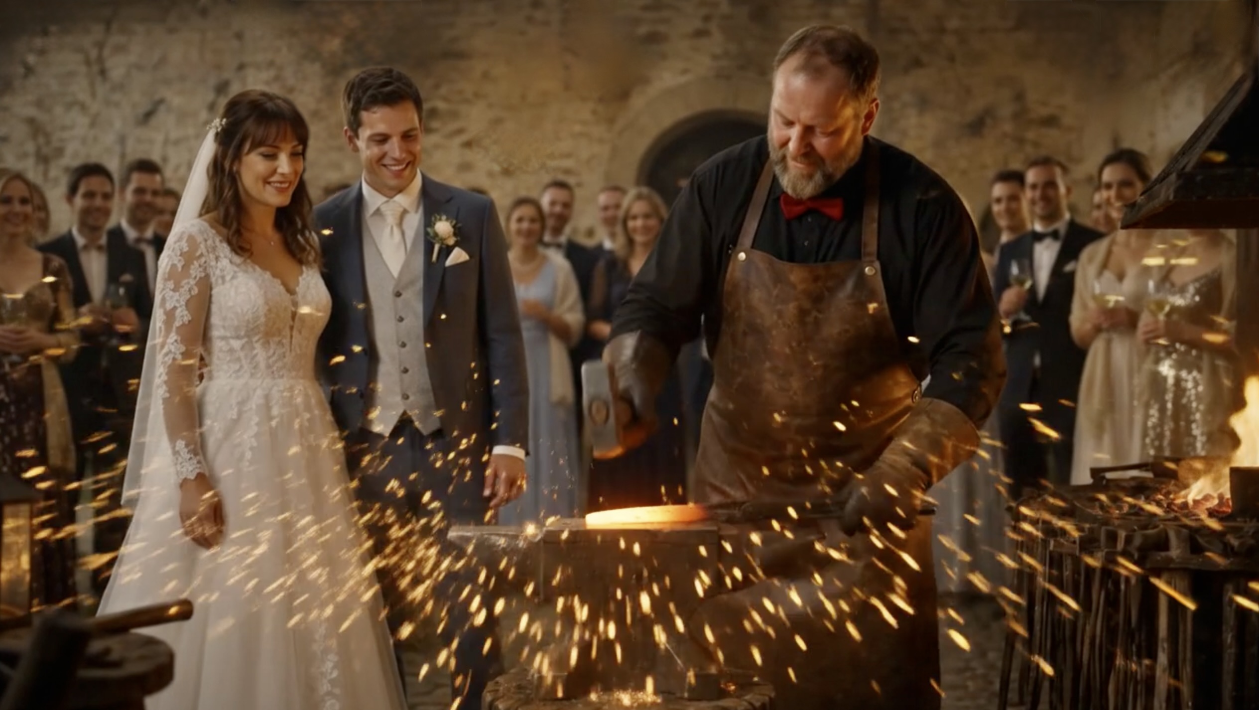Hochzeitslocation - Amboss-Hochzeit am Schmiedefeuer – zelebriert als Hochzeitsritual → - HOTEL Denkmalschmiede Höfgen