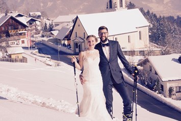 Hochzeitslocation: Die Rufana Alp lädt zu einer Hochzeit im Schnee. - Rufana Alp