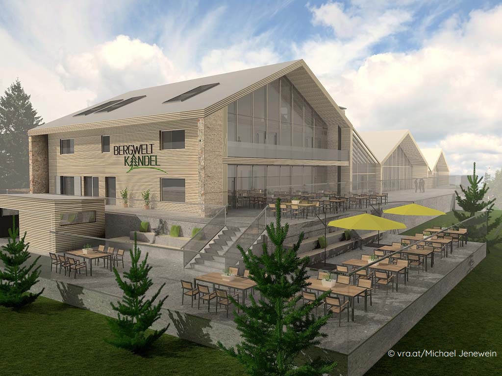 Winterhochzeit - Geeignet für: Hochzeit - Visualisierung der Außenansicht der neuen Bergwelt Kandel. - Bergwelt Kandel
