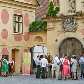Hochzeitslocation: Ein Sektempfang im Weingut Holzapfel Prandtauerhof. - Weingut Holzapfel Prandtauerhof