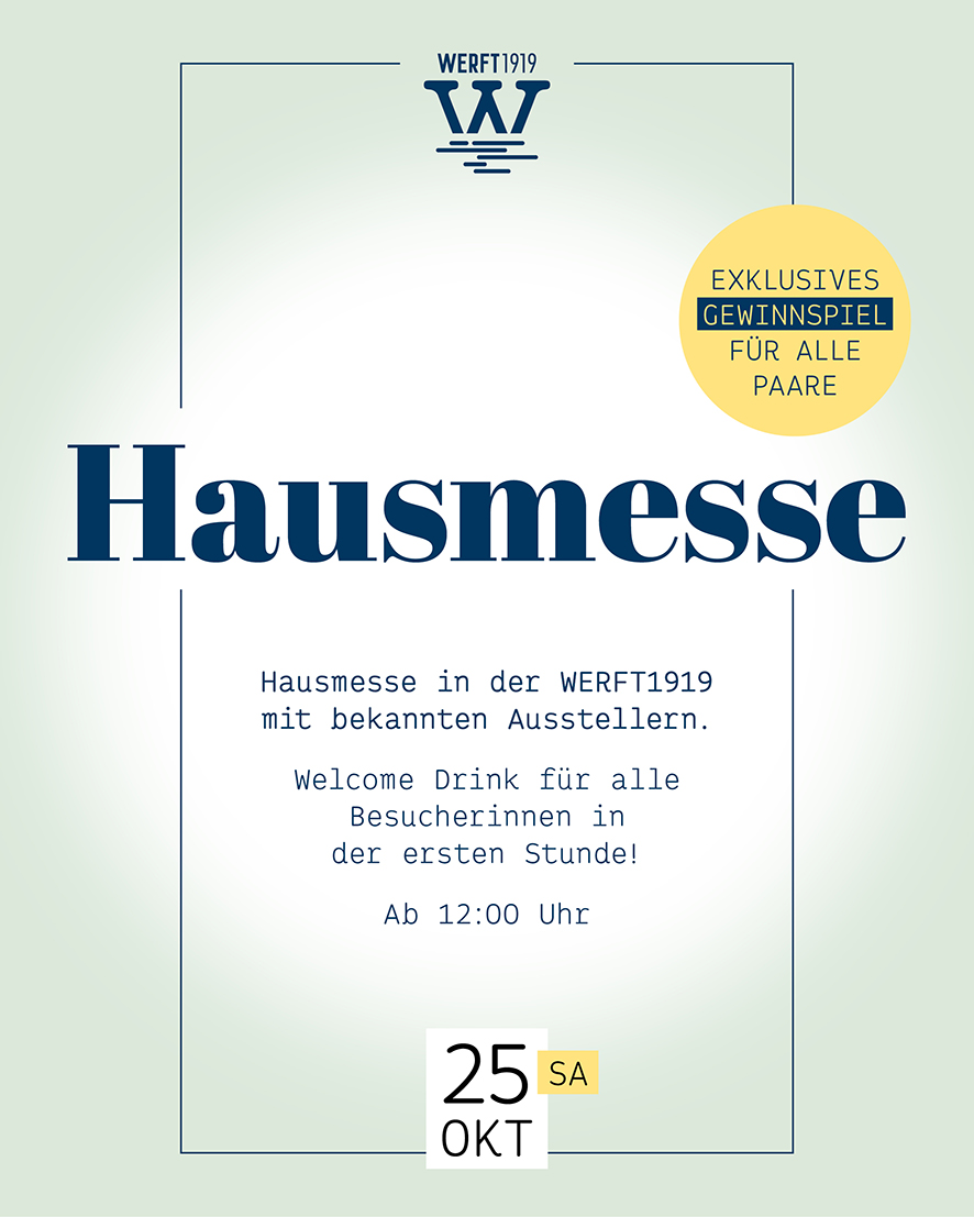 Winterhochzeit - Region Bodensee - Termin: Samstag, der 25. Oktober 2025
Besuchszeit: 12:00 bis 18:00 Uhr

An diesem besonderen Tag möchten wir die Werft1919 als einzigartige Hochzeitslocation und Feiermöglichkeit vorstellen – zusammen mit unseren großartigen Dienstleistern und Partnern, die euren großen Tag unvergesslich machen. - BODAN Werft Gastronomie Betriebs GmbH l Werft1919
