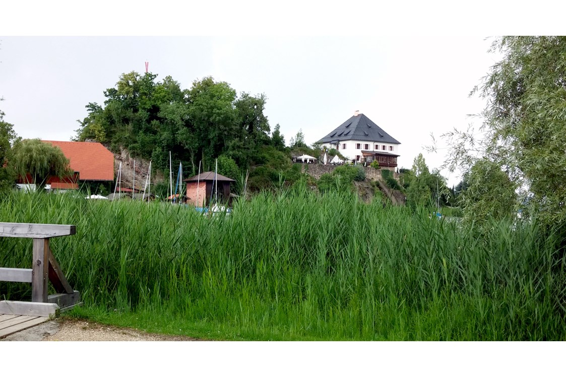 Hochzeitslocation: Das Schloss im Sommer von der Weyerbucht aus - Schloss Mattsee