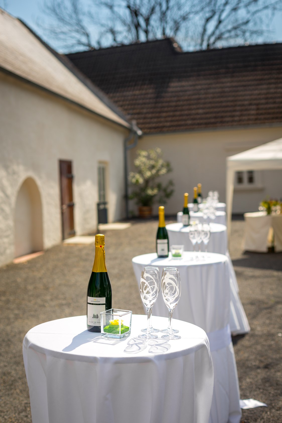 Hochzeitslocation: Der Innenhof eignet sich bestens für einen Sektempfang. - Schloss Lackenbach